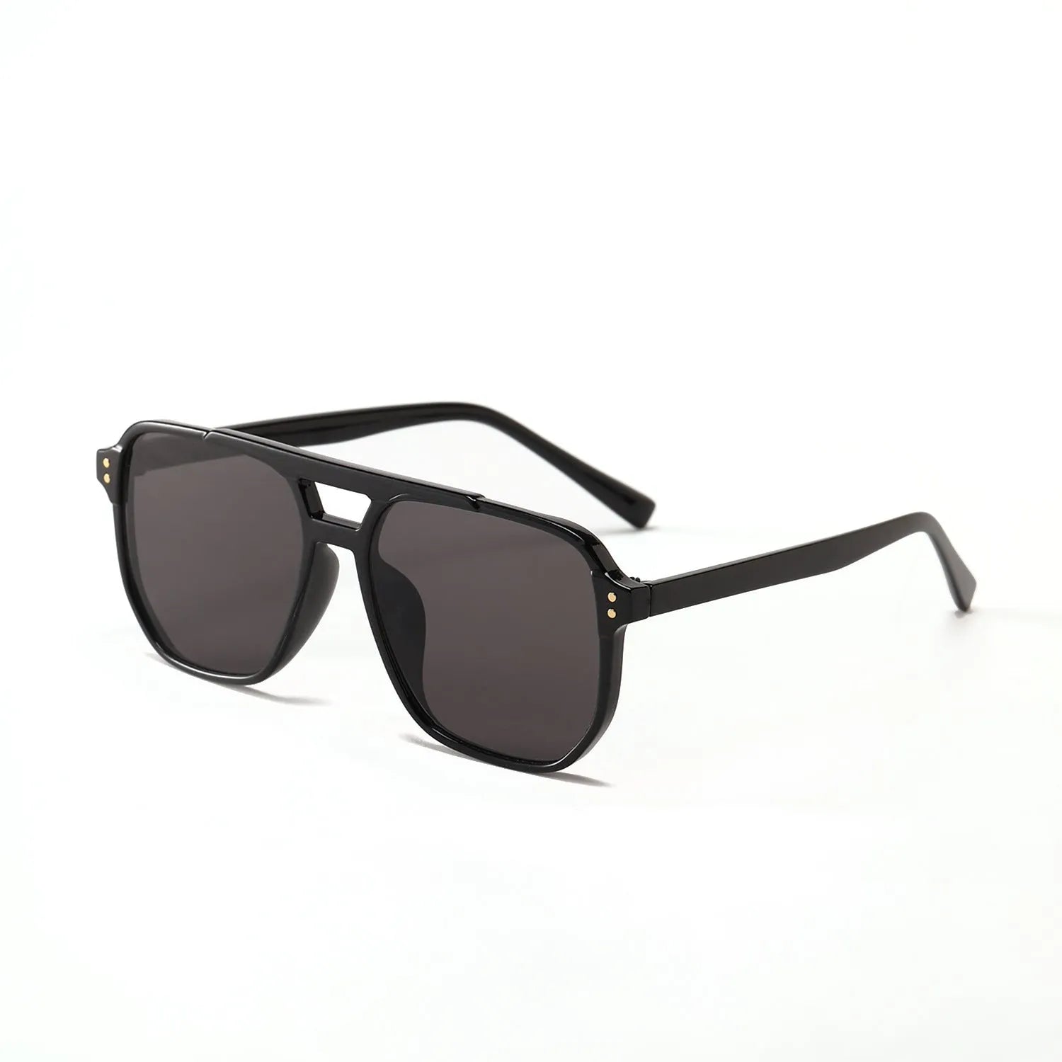 Women's square double beam fashion sunglasses with UV400 protection in light tea colour