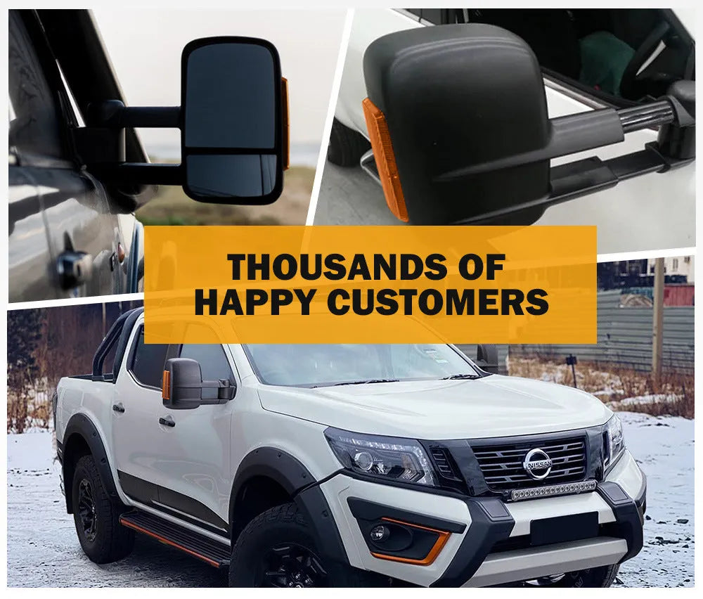 Black electric exterior rear vision mirror with LED light for Nissan NP300 D23 2015-on models