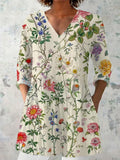 Women's retro-style slim fit printed long-sleeved top in a selection of colours.