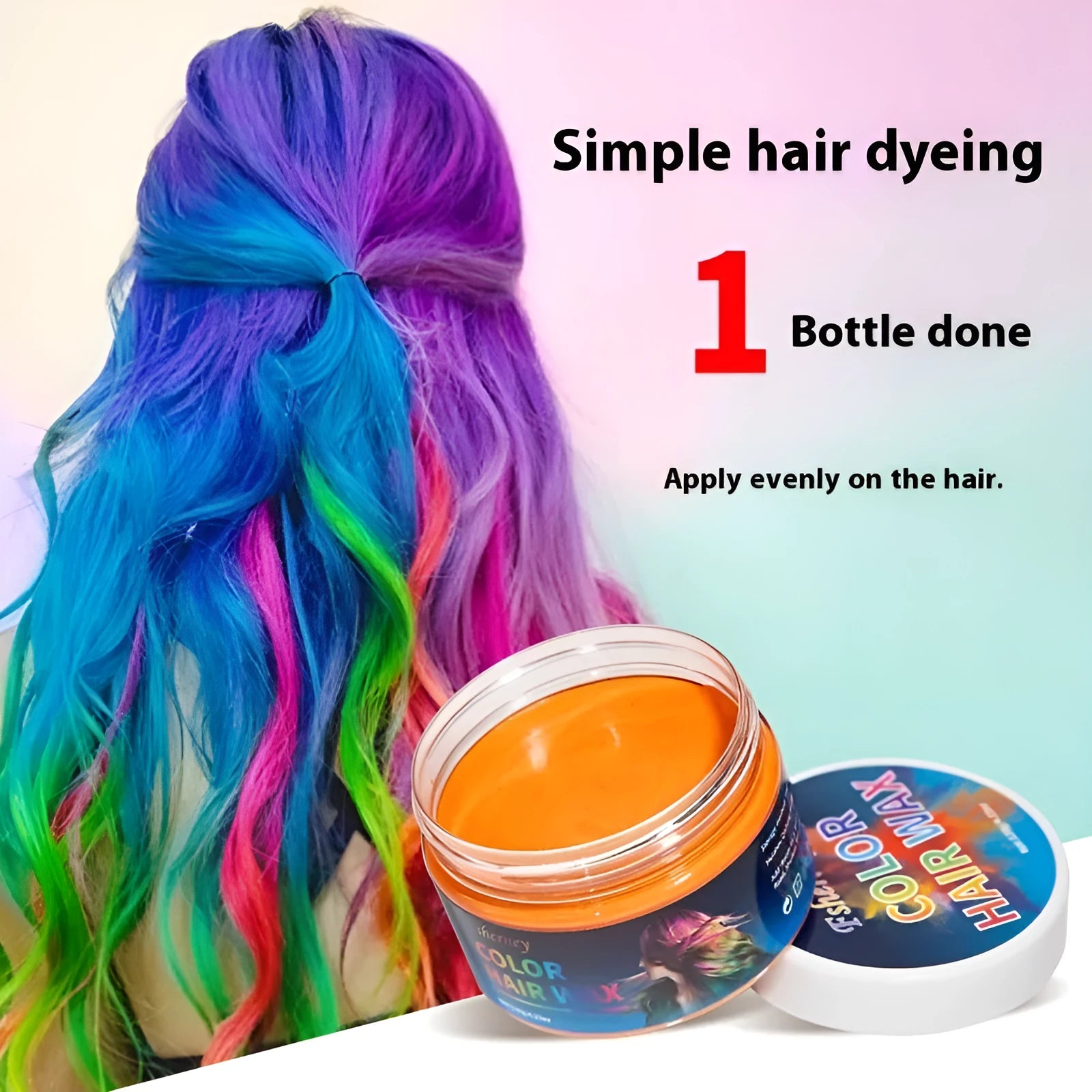 120g hair styling clay jar in one of nine colours: white, orange, red, yellow, blue, green, purple, rose red, or granny grey