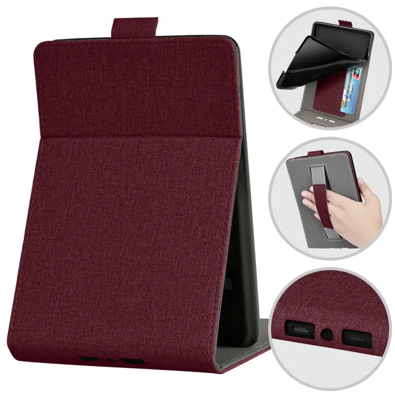 Kindle protective case with bracket handle in TPU material showing embossed design options