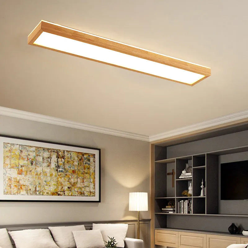 Solid wood Chinese style ceiling lamp in walnut finish with white lighting