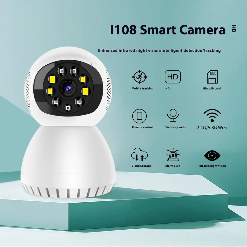 1080p HD dual-frequency wireless security camera with ABS housing and 12mm lens.