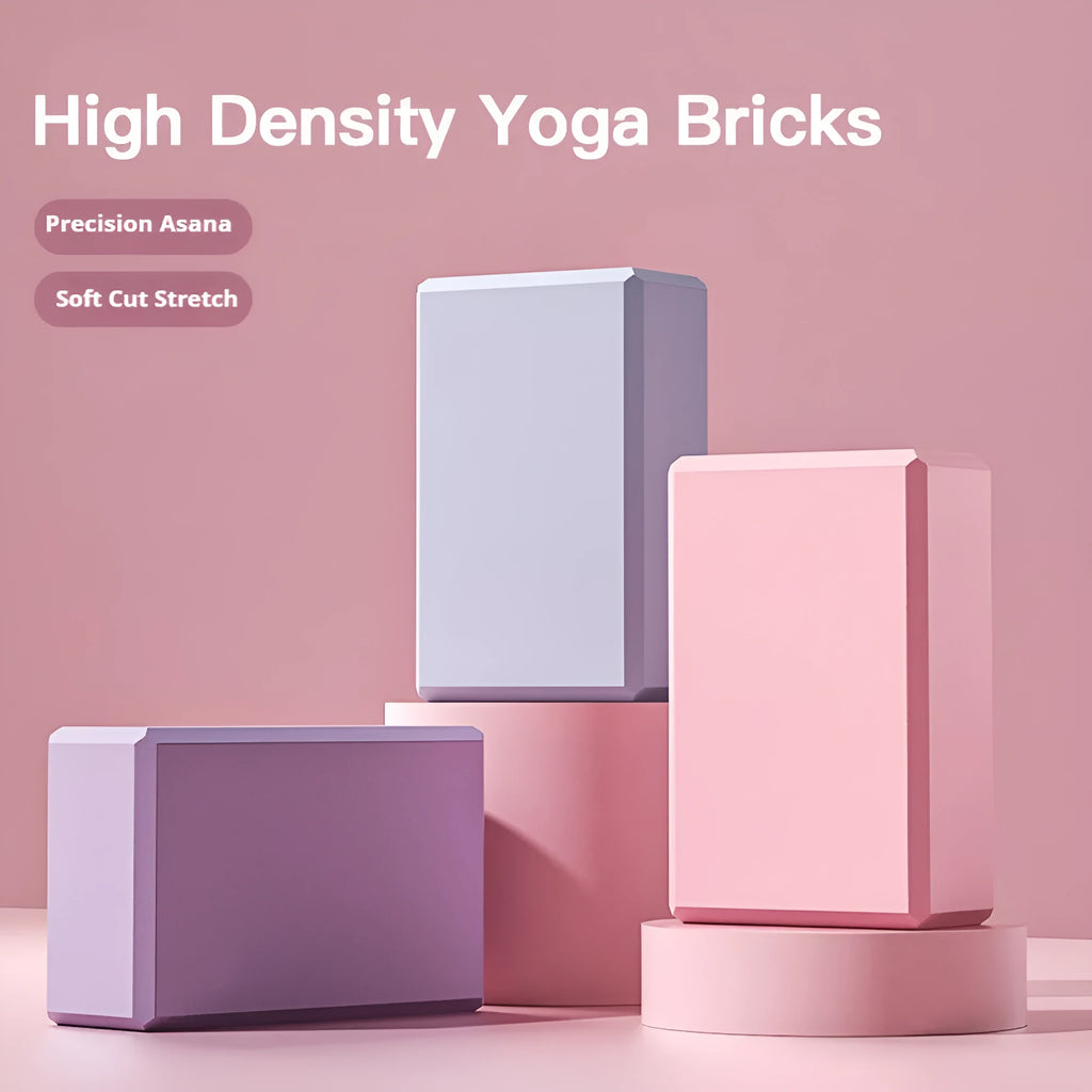 Solid colour EVA foam yoga block showing hexagonal facets and grip ridges