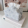 Chinese pastoral style fabric tissue box with rose pattern, 17x11x7cm dimensions in cotton material
