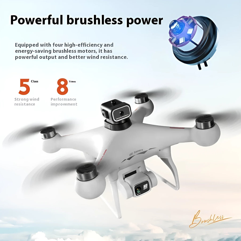 S116 brushless UAV drone with obstacle avoidance sensors and HD camera in black or white colours