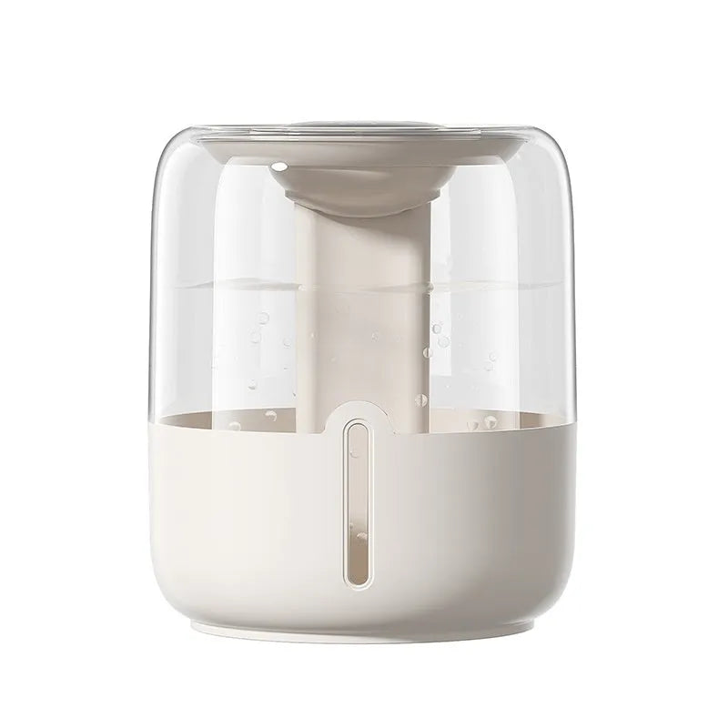 Beige round large capacity USB humidifier with dual spray nozzles, night light, and display