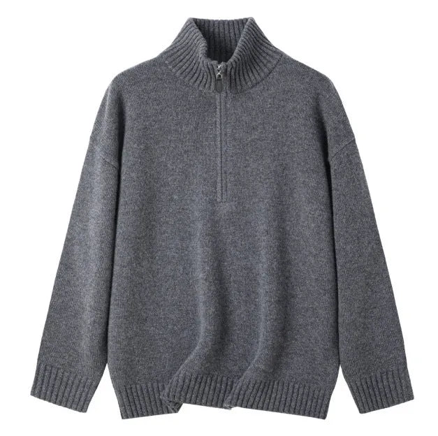 Loose lapels wool bandage dress in black and mountain rain grey, long sleeve pullover style.