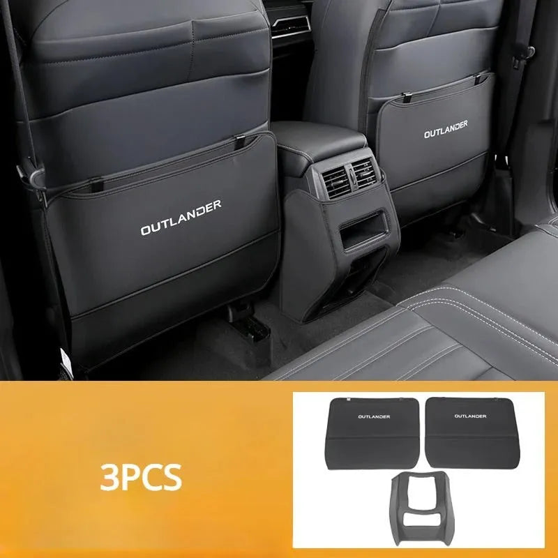 Three-piece anti-kick pad set for 2023 Mitsubishi Outlander leather interior protection
