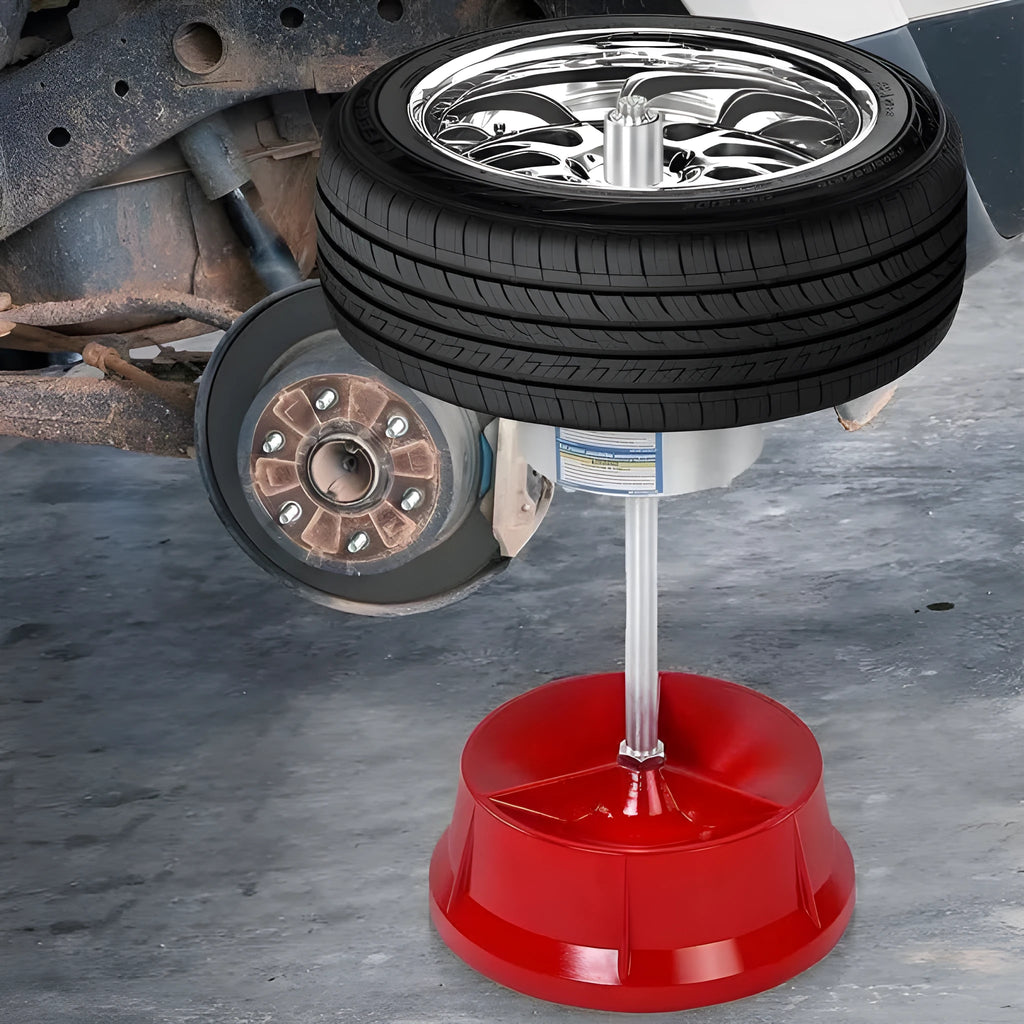 Portable aluminium hub balancer with bull's eye level for tyre balancing on 1-1/2" to 4" hubs