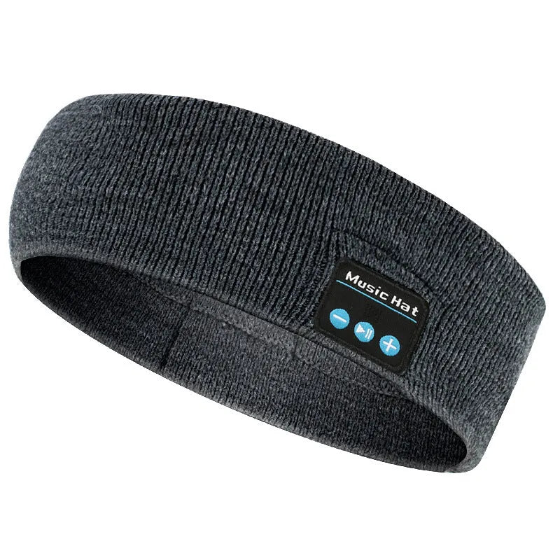 Bluetooth 5.4 sports headband with removable washable fabric scarf in black colour