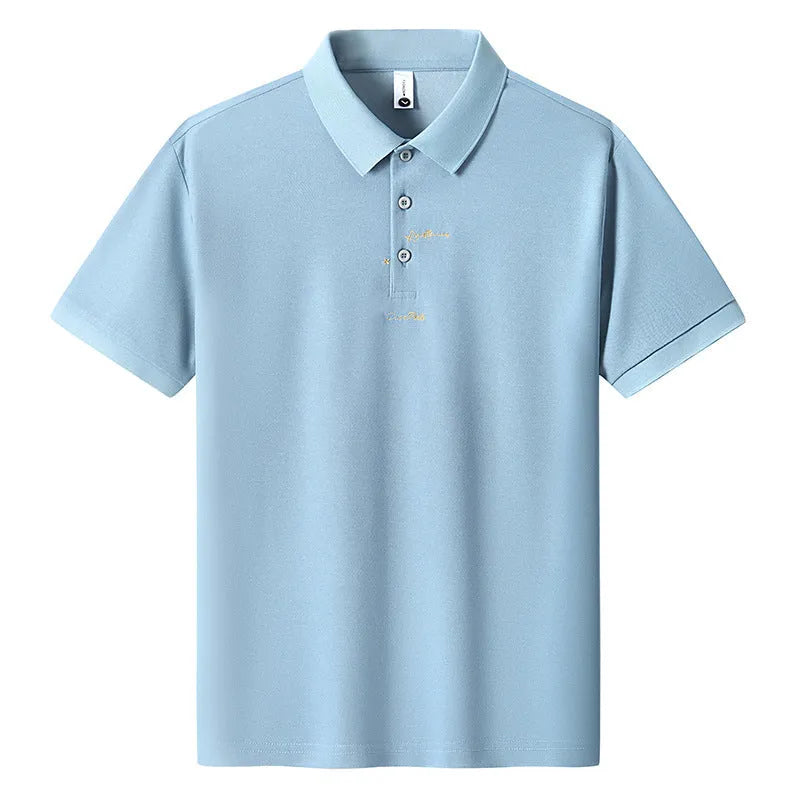Men's loose-fit cotton T-shirt with a letter pattern, shown in one of six available colours.