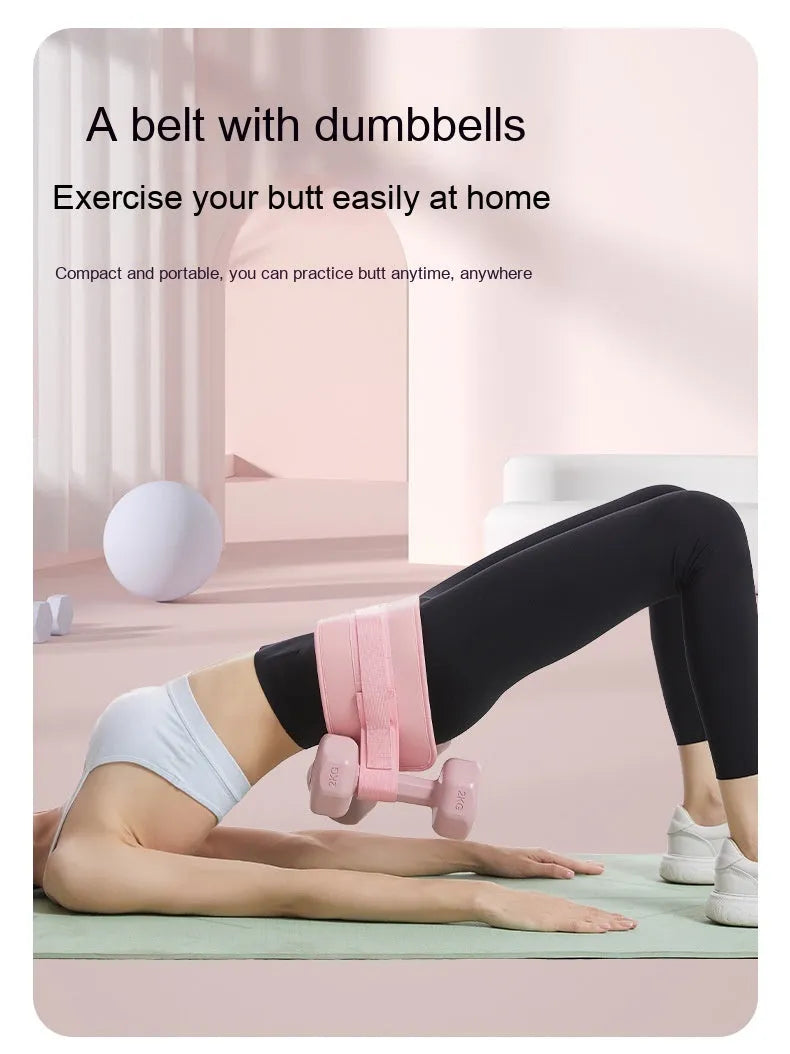 Adjustable hip bridge training belt for weight-bearing exercises with dumbbells or barbells