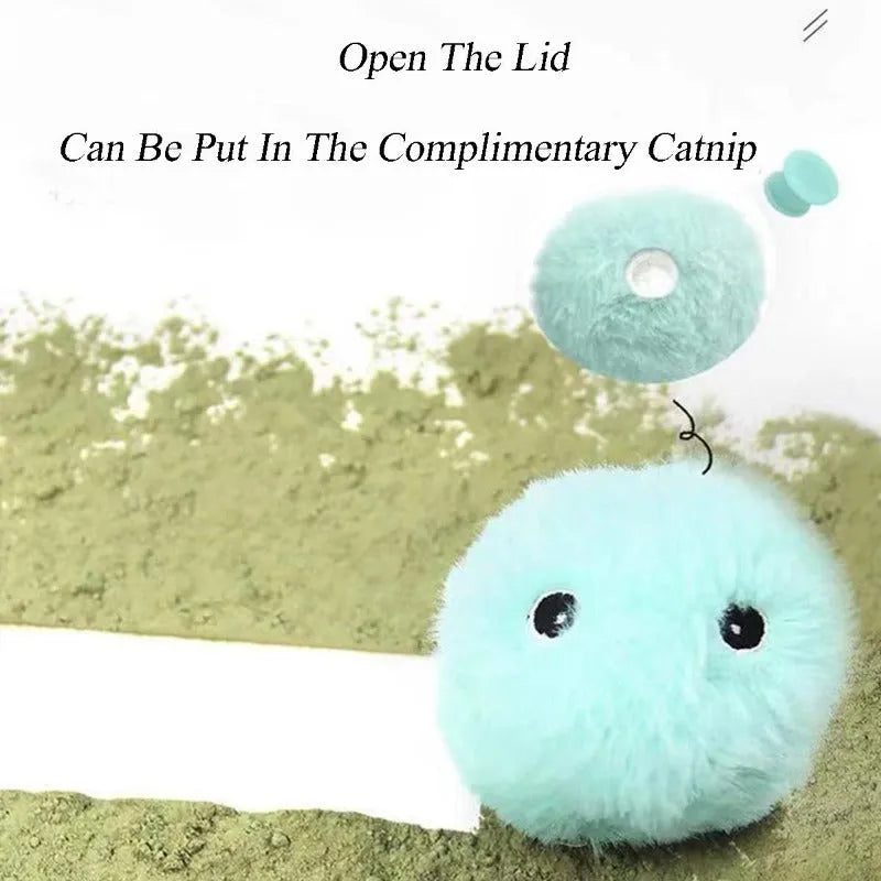 55mm diameter interactive cat toy ball in blue, pink, or yellow colours with animal sound effects