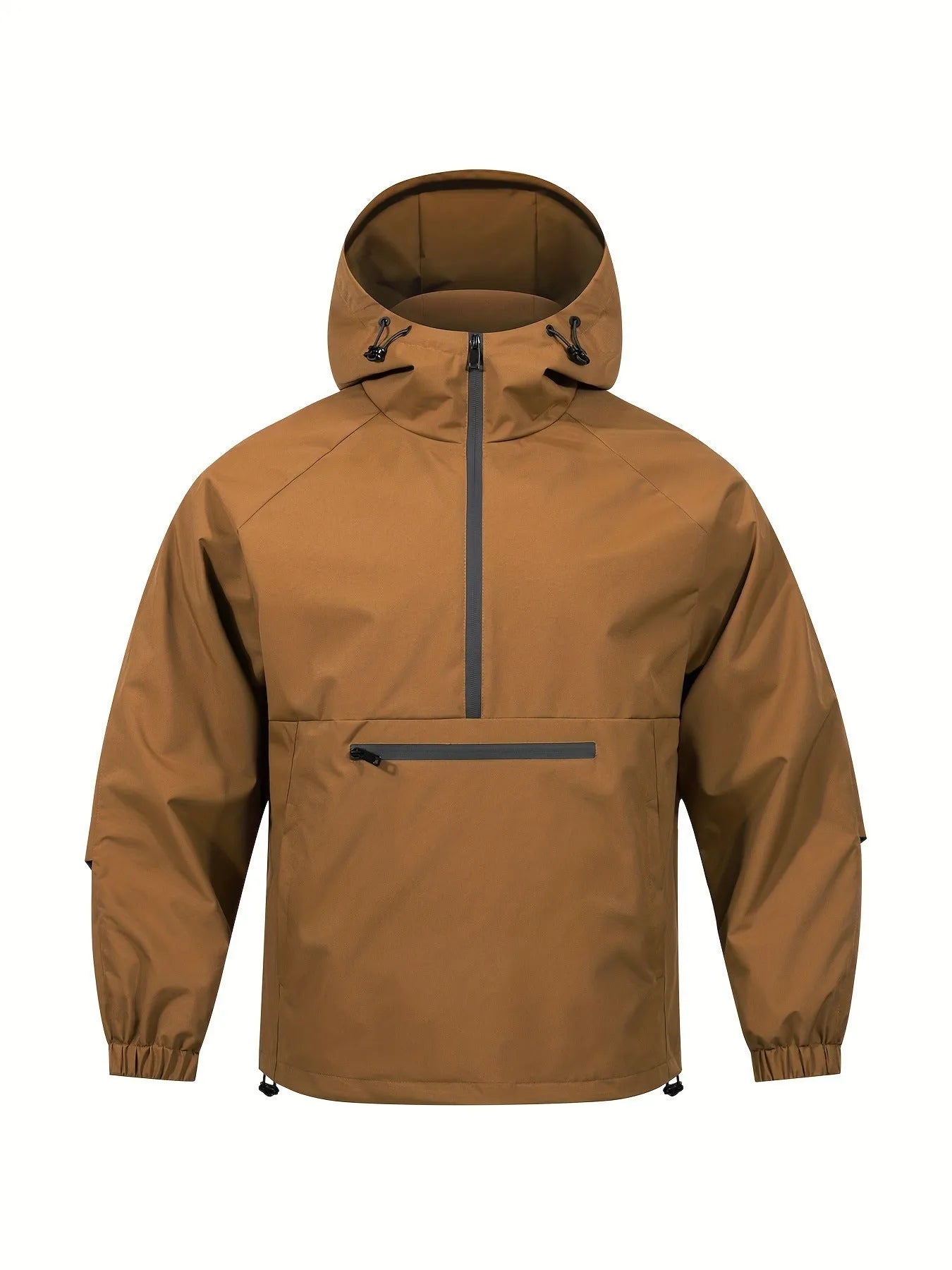 Men's Korean-style loose half-zip hooded jacket in corduroy fabric with rabbit fur composition