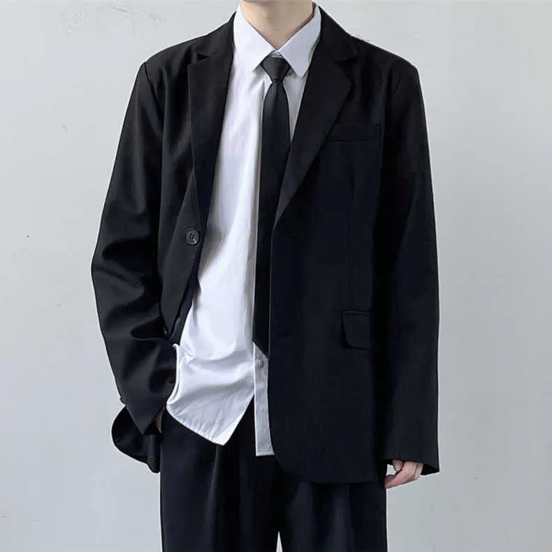 Plus size men's college style suit set with trousers, white shirt, and tie included