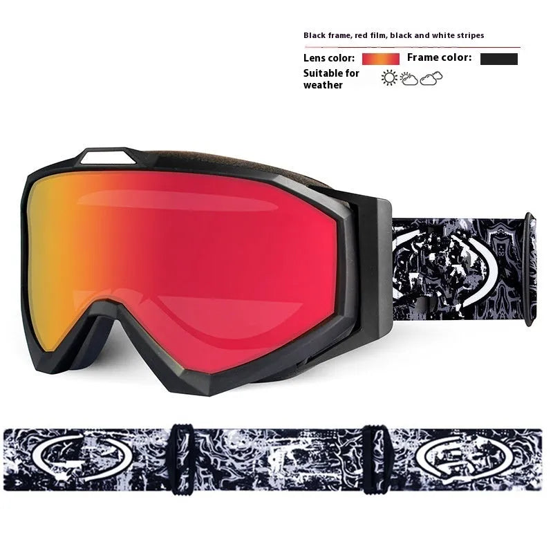 Motorcycle goggles with double-layer anti-fog lenses in black frame with grey lens option