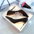 Women's silver bridal shoes with crystal decoration and stiletto heels