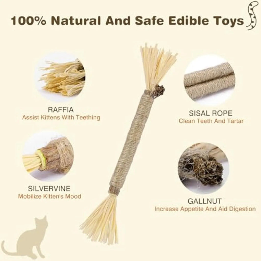 Natural silvervine cat chew sticks 3 pack for dental care and stress relief with thick or fine diameter options