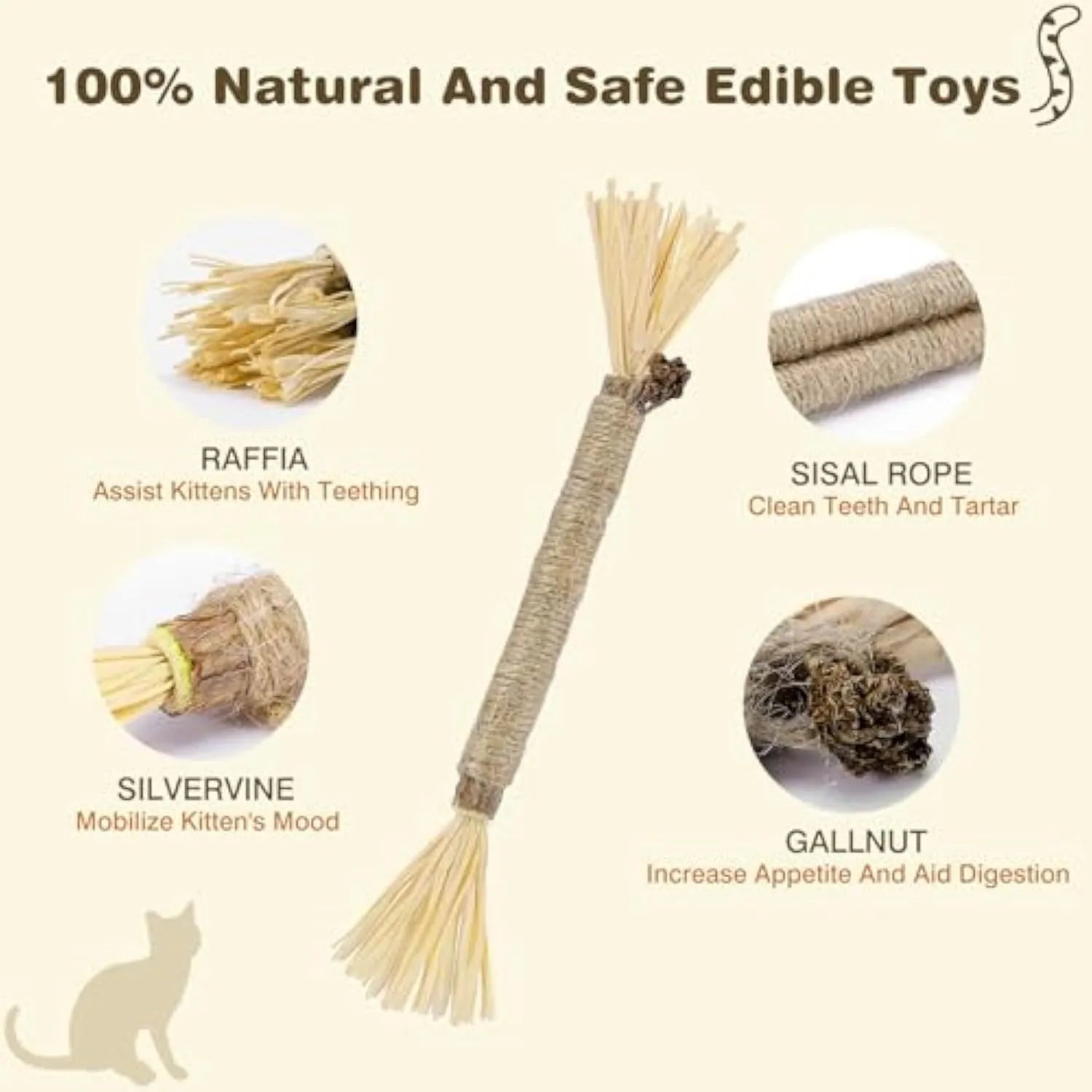 Natural silvervine cat chew sticks 3 pack for dental care and stress relief with thick or fine diameter options