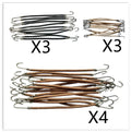 Wig double hook hair styling tool in solid black, dark brown, or light brown colour