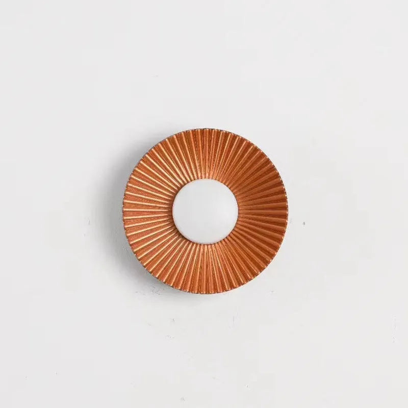 Round wall lamp with aluminium shade in multiple colour options including white and gold combinations