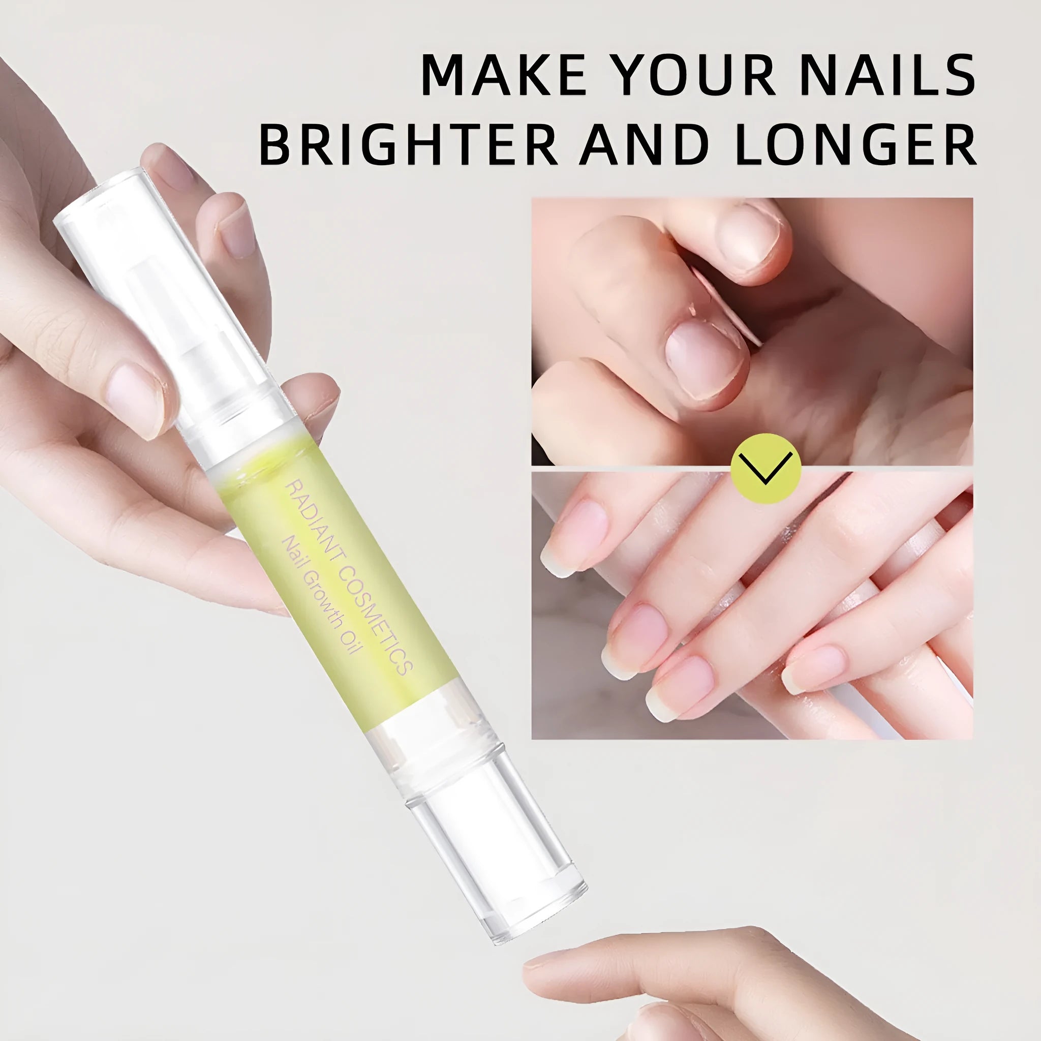 3ml bottle of clear nail growth treatment oil for cuticle and nail bed care.
