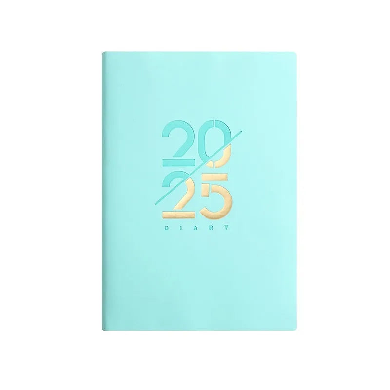A5 soft faux leather daily schedule book open showing Dorian paper pages