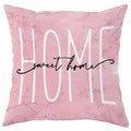 Square cherry blossom letter patterned cushion cover on a sofa, short velvet fabric.