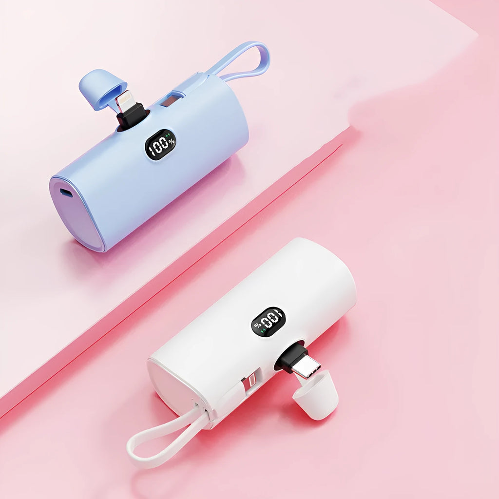 Digital display wireless power bank with built-in plug in five colour options