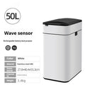Square inductive sensor bin with automatic lid and deodorant system in stainless steel finish