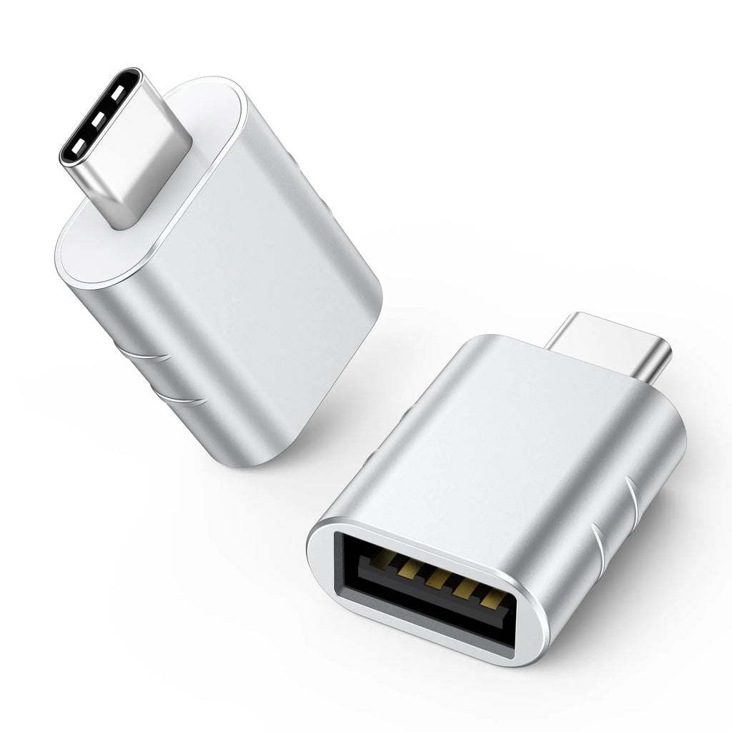 USB-C to USB-A converter adapter with metallic zinc alloy shell in multiple colour options