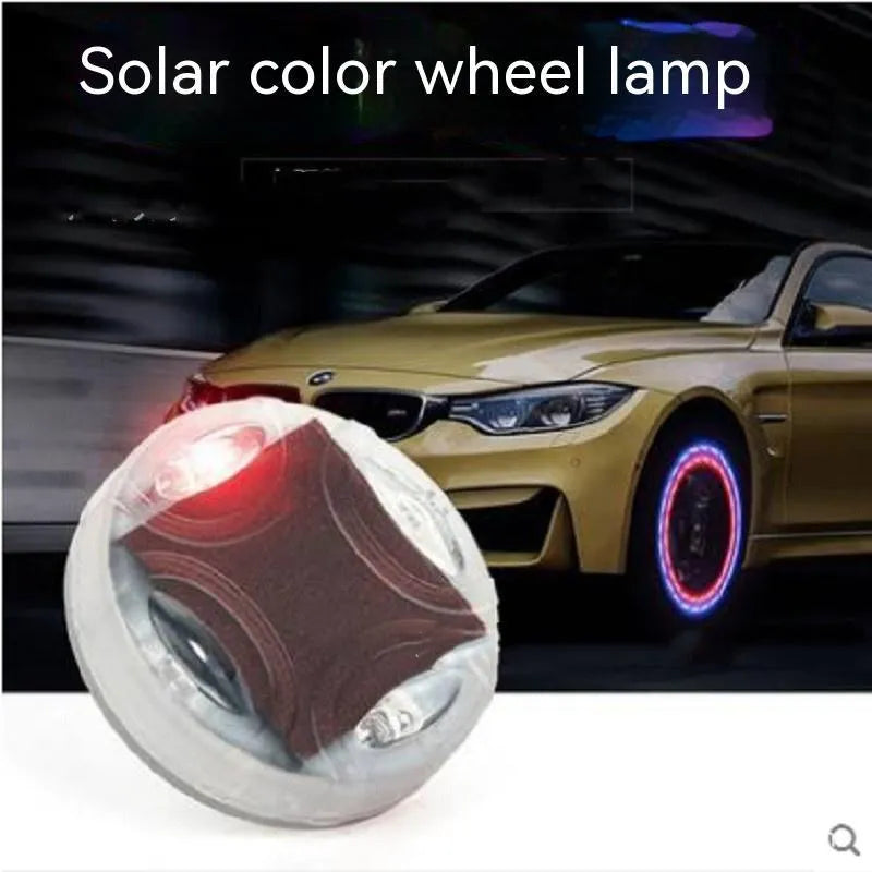 Solar-powered adjustable colour LED light for car and motorcycle tyre valves