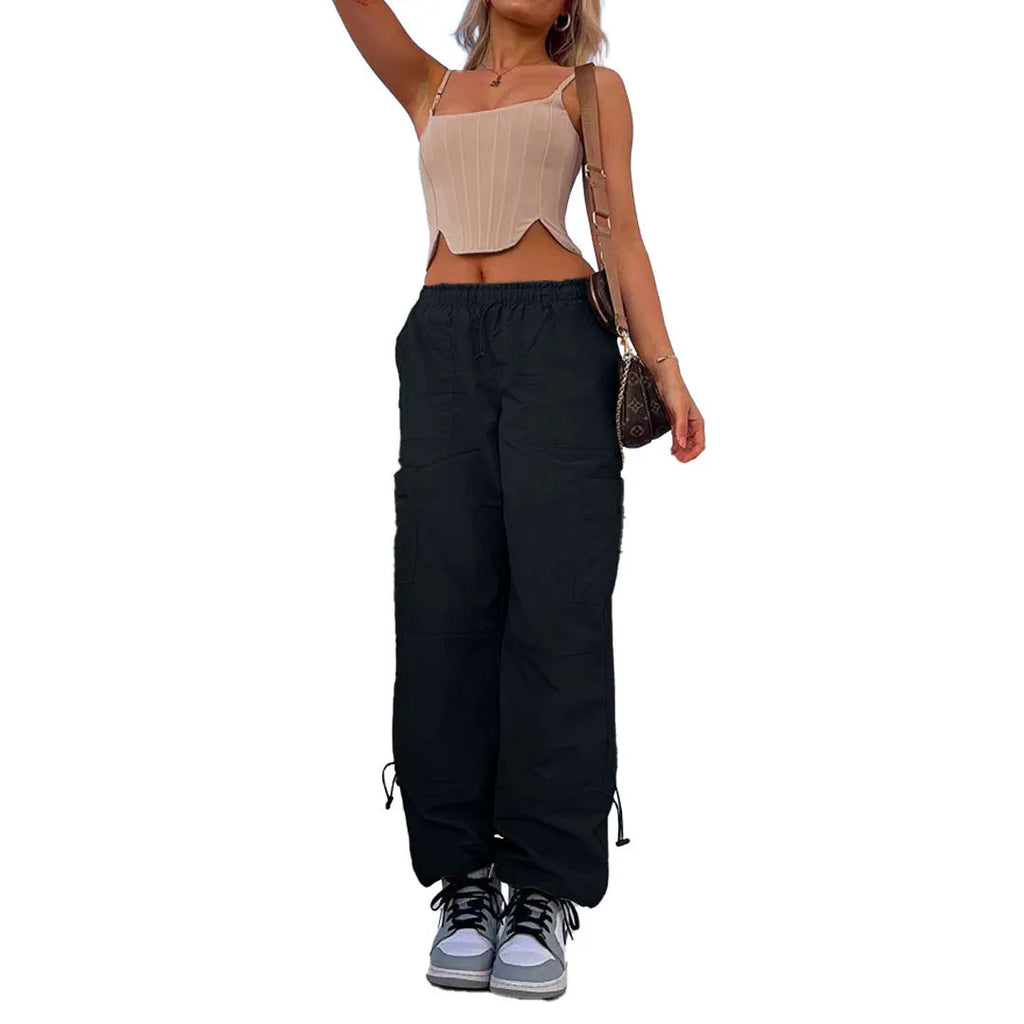Men's loose fit straight leg cargo pants in grey with multiple pockets