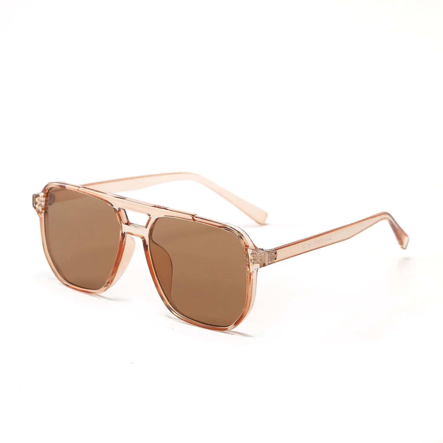 Women's square double beam fashion sunglasses with UV400 protection in light tea colour