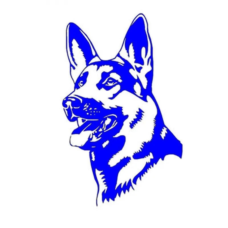 Reflective Alsace Shepherd dog bumper sticker in five colour options measuring 13 by 8 cm