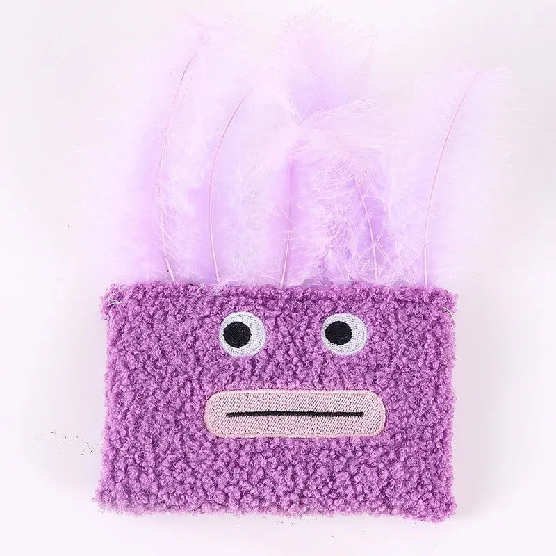Large colourful plush cat toy with explosion head shape and big mouth design for feline play
