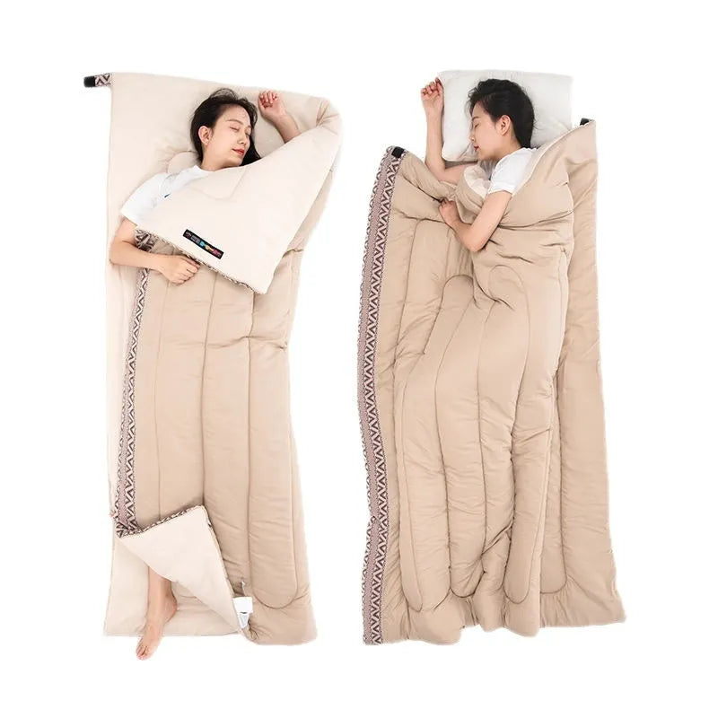 Four Seasons portable camping sleeping bag with storage bag in choice of three colours.