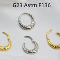 Titanium alloy concave-convex nose ring in gold or silver colour with ASTM F136 purity and 1.2mm diameter