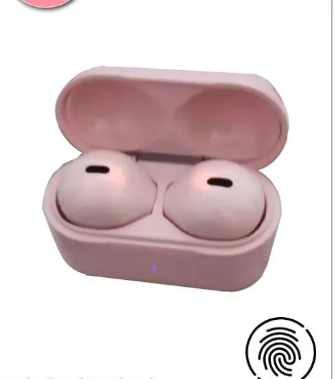 Invisible 9mm Bluetooth earbuds in skin, white, and pink colours with no flashing lights