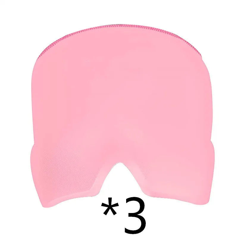 Black elastic cloth gel eye mask for headache relief with adjustable headband