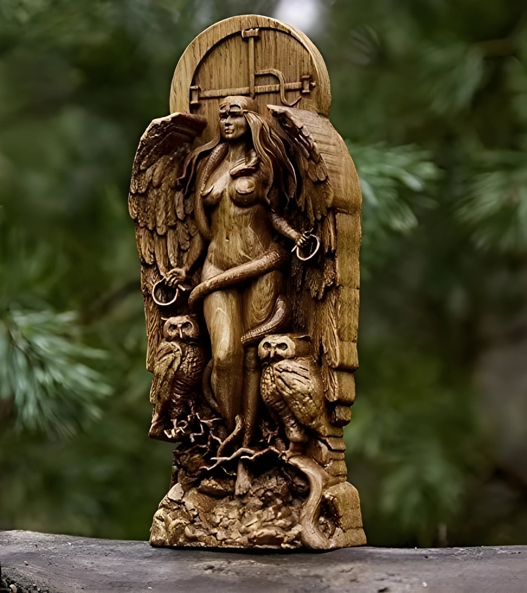 Resin Greek goddess statue measuring 22cm high for pagan altar or garden decoration