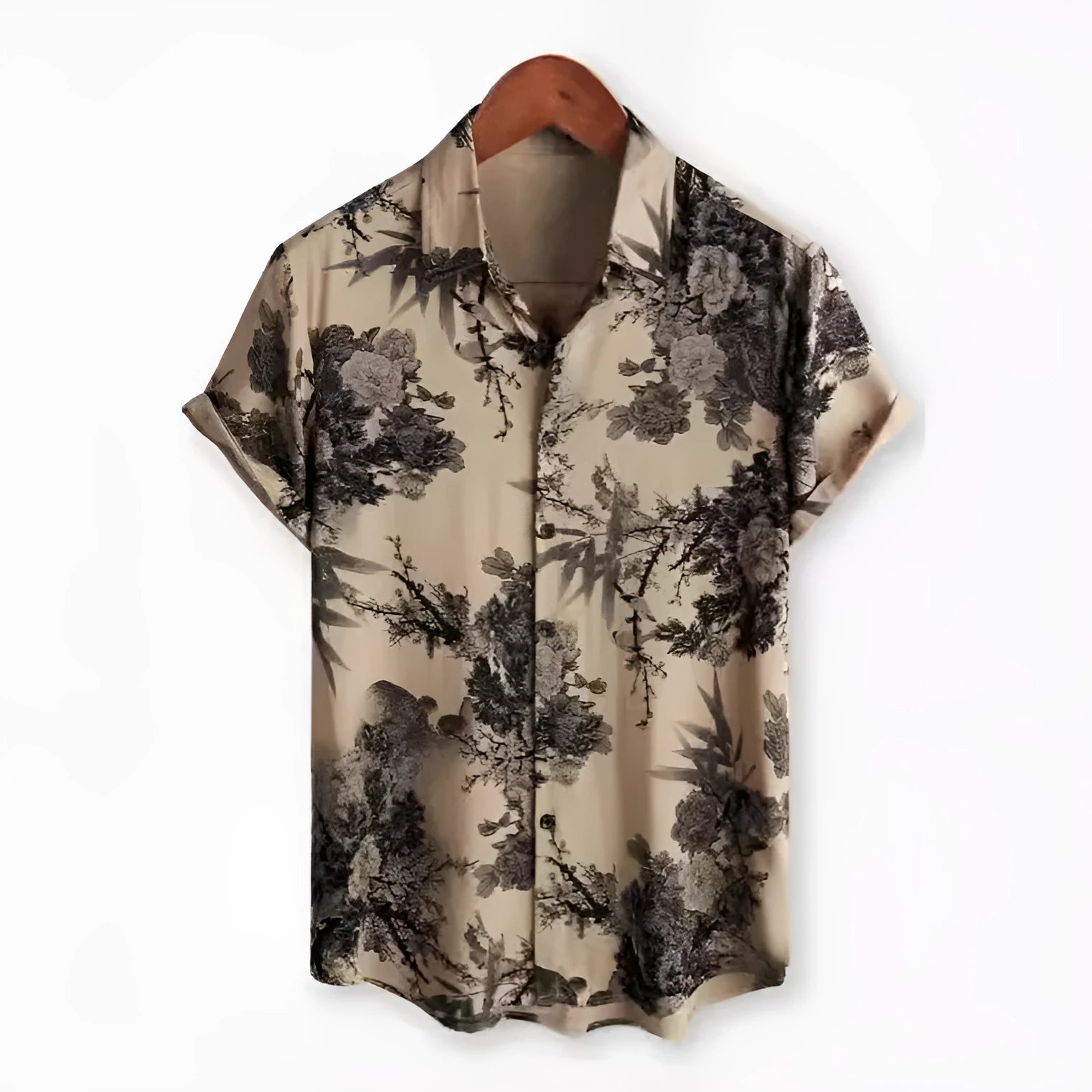 Hawaiian print short sleeve shirt with lapel collar and floral pattern in multiple colour options