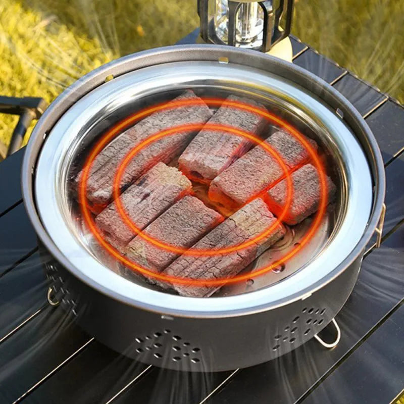 Portable stainless steel barbecue grill with detachable design and storage bag for outdoor cooking