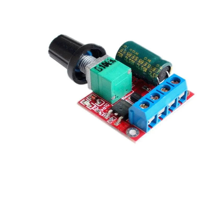 Compact PWM DC motor governor module with potentiometer knob for speed control
