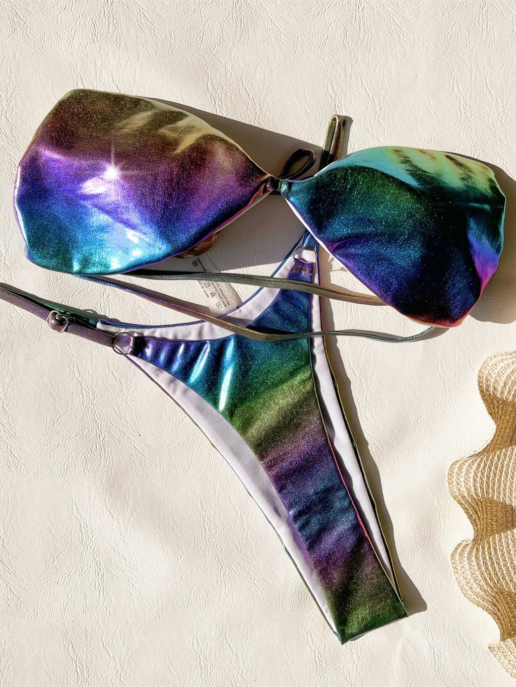 Gradient purple women's bikini set with top and bottom pieces for swimming