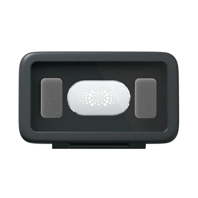 Waterproof shower phone holder with touch screen on bathroom tile, showing phone inside with anti-fog window