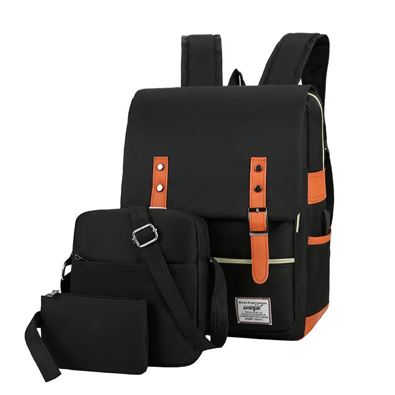 Three-piece waterproof Oxford cloth business backpack in grey with curved shoulder straps