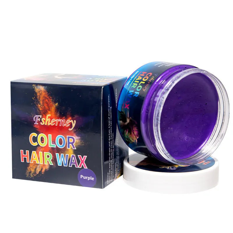 120g hair styling clay jar in one of nine colours: white, orange, red, yellow, blue, green, purple, rose red, or granny grey