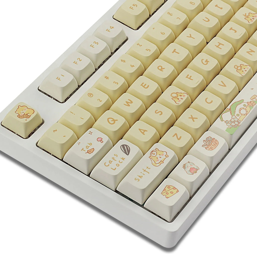 Set of XDA profile plastic keycaps for 68 75 98 100-key mechanical keyboards in grey and yellow.